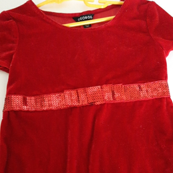 GEORGE GIRL'S RED VELET PARTY DRESS - Picture 3 of 6